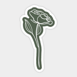 Minimal White Rose - Sage Green (Minimalist Line Art) Sticker